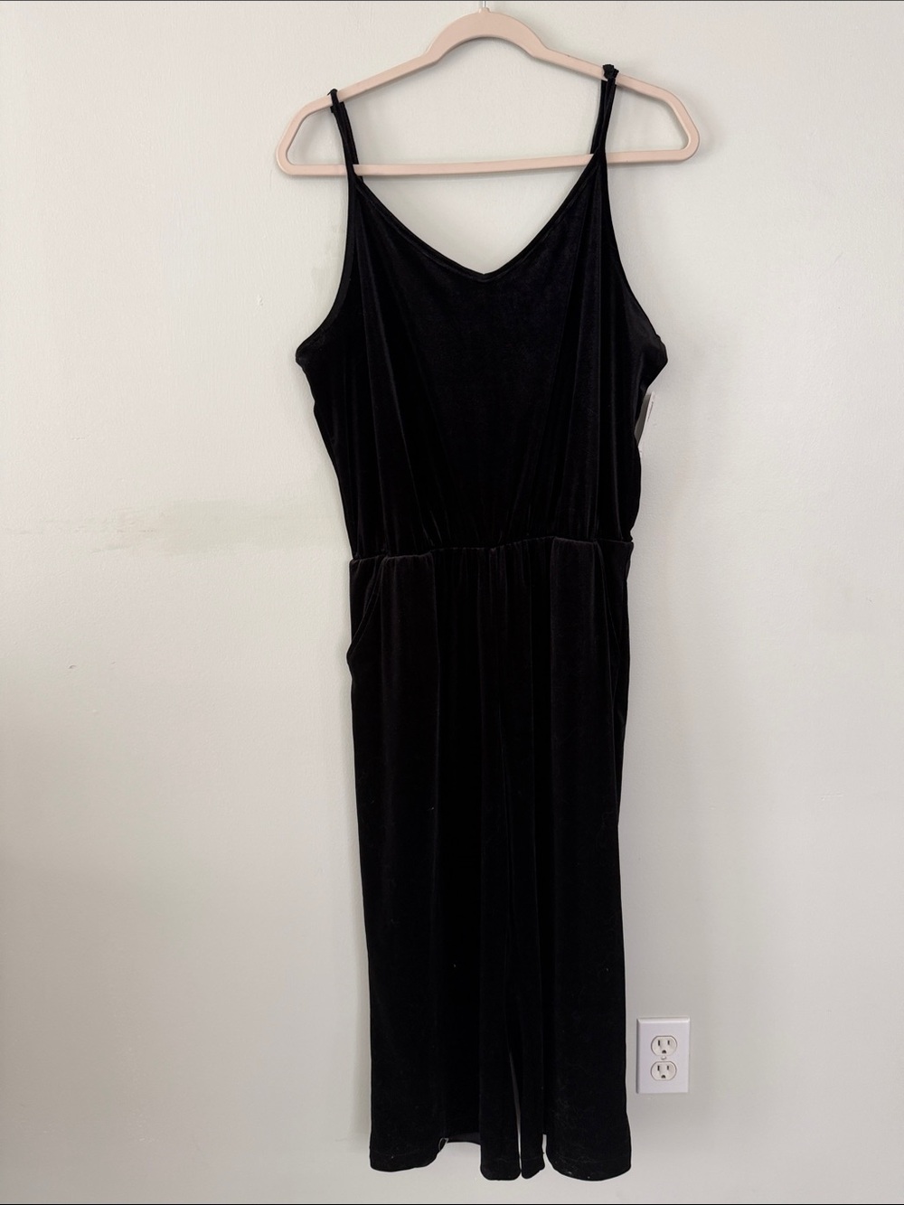 Old Navy Black Velvet Spaghetti Strap Jumpsuit
